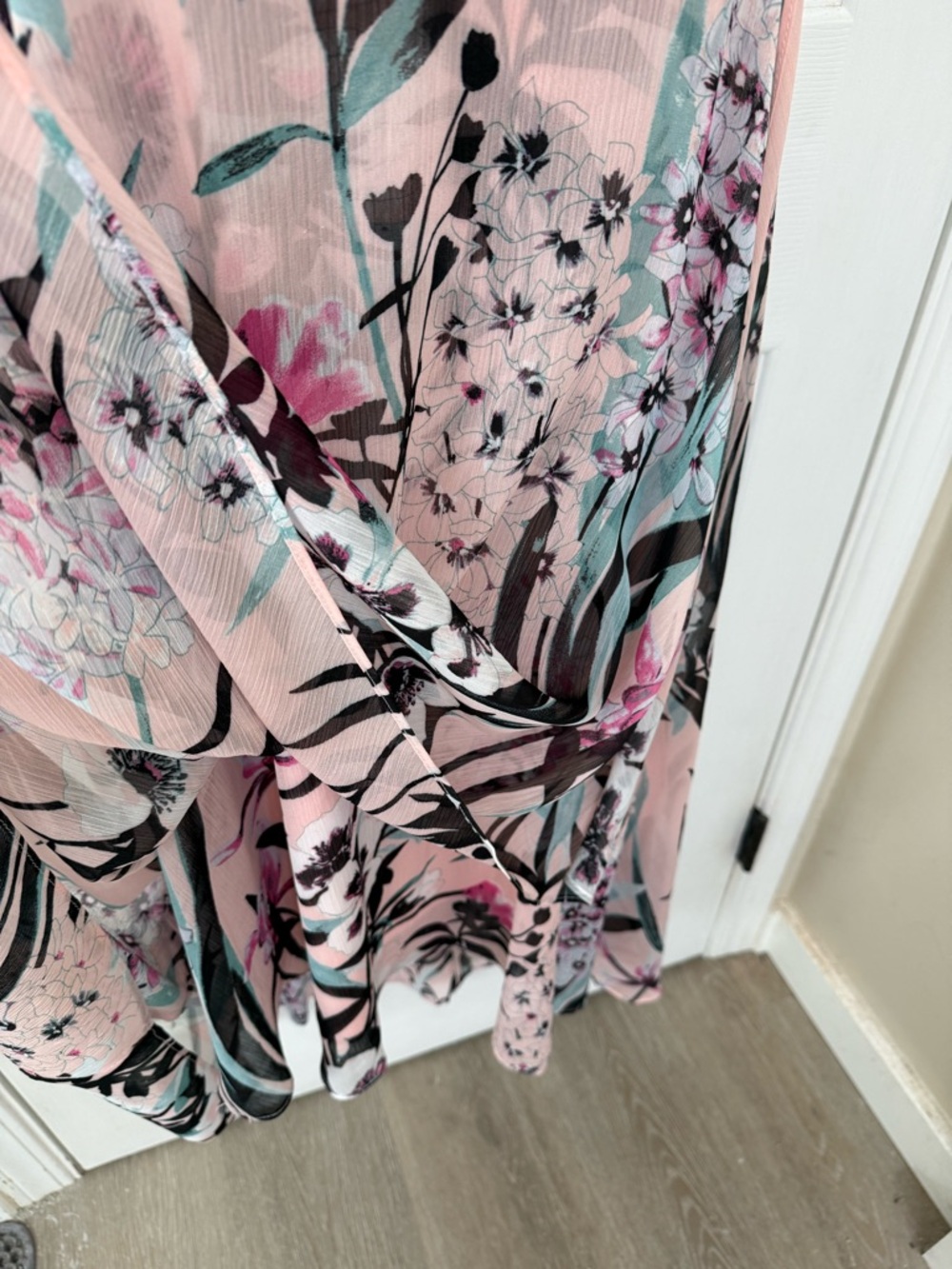 Tommy Hilfiger Pink Floral High Low Chiffon Midi Dress Size 12 - Picture 10 of 14